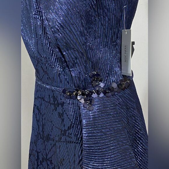 Teri Jon by Rickie Freeman Embellished One-Shoulder Midi-Dress size 18 - Picture 8 of 16